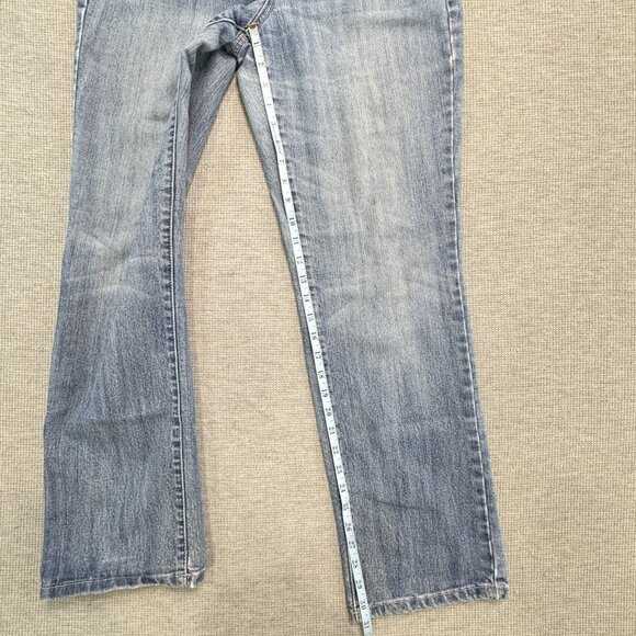 Earl Jean Womens 12 Blue Denim Straight Leg Jeans Mid Rise Embellished Pockets - Picture 8 of 14